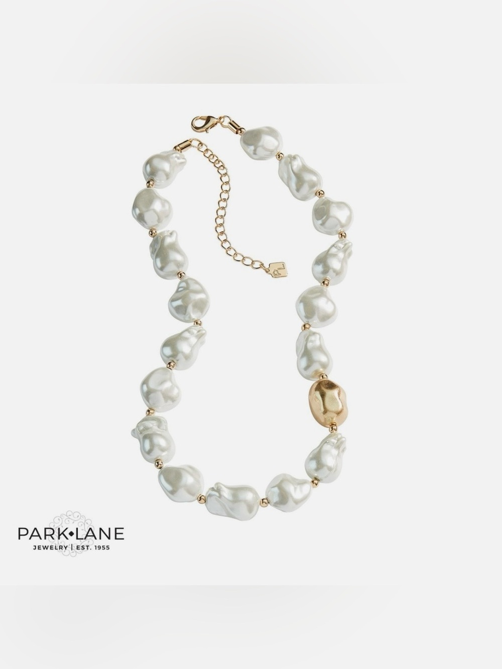 Park Lane Winnie White Pearl Necklace with Gold Accent Bead